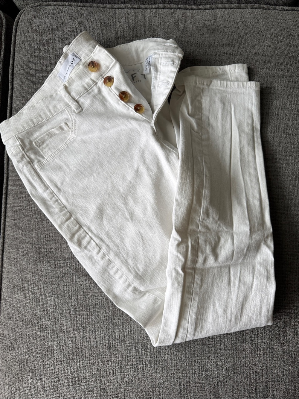 LOFT White High-Rise Button-Fly Jeans